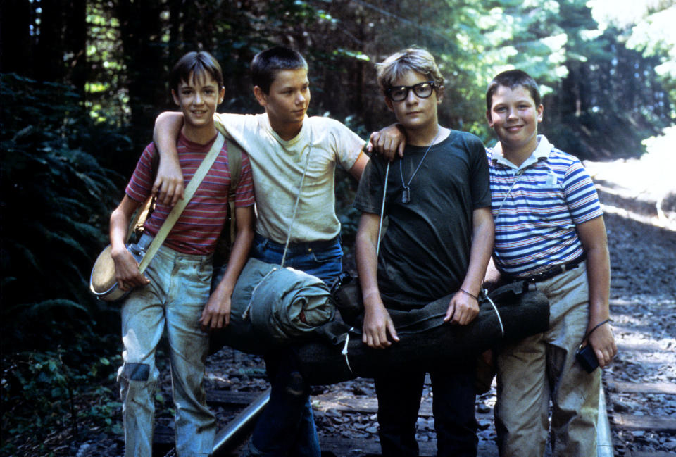 STAND BY ME, Wil Wheaton, River Phoenix, Corey Feldman, Jerry O'Connell, 1986. (c)Columbia Pictures. Courtesy: Everett Collection