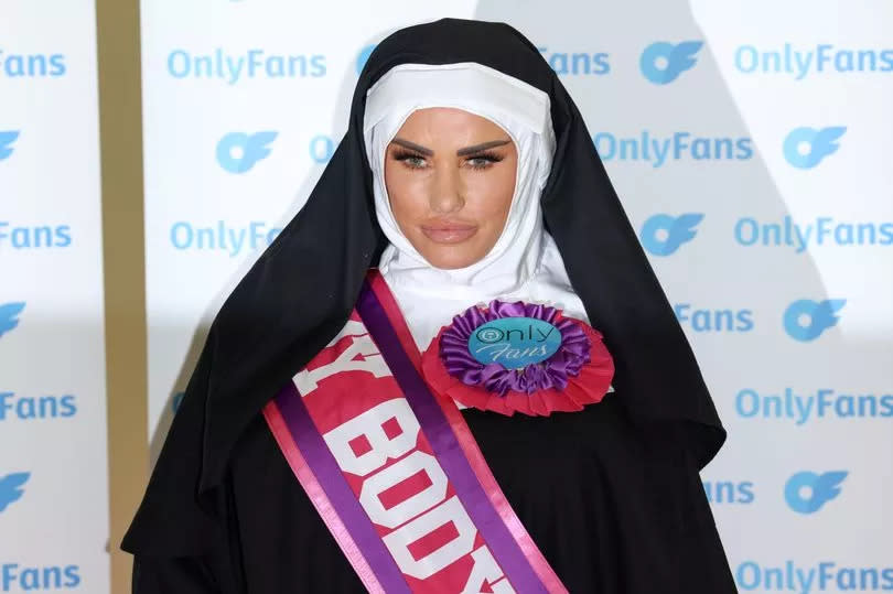 LONDON, ENGLAND - JANUARY 26: Katie Price attends a photocall to launch her new OnlyFans Channel at The Holborn Studios on January 26, 2022 in London, England. (Photo by Tim P. Whitby/Getty Images)