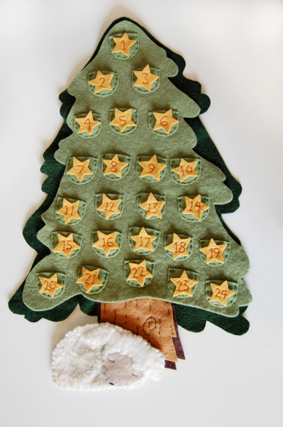 In this undated publicity photo provided by Creativebug, a traditional tree theme advent calendar that is useful for both children and adults is shown. You can learn how to make one at Creativebug, an online crafts class site. (AP Photo/Creativebug, Jeanne Lewis)