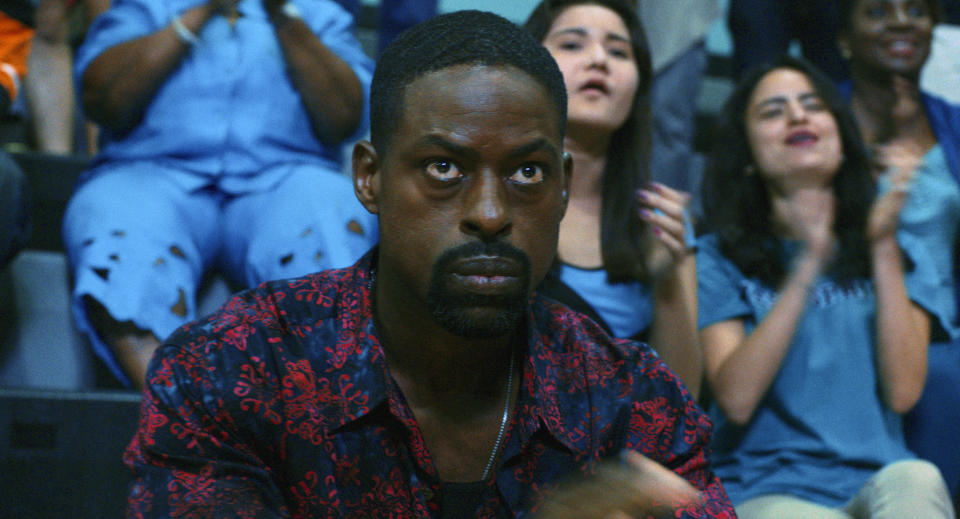 This image released by A24 shows Sterling K. Brown in a scene from "Waves." (A24 via AP)