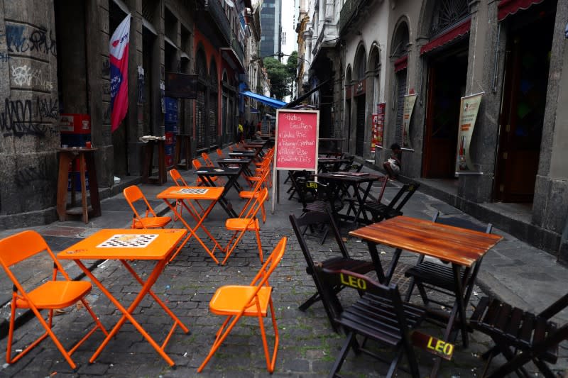 A view of empty restaurant tables amid the novel coronavirus disease (COVID-19) outbreak, in Rio de Janeiro