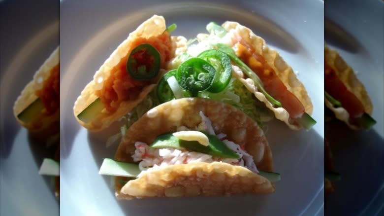 Wonton sushi tacos