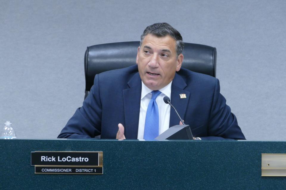 Collier County Commissioner Rick LoCastro speaks during a board meeting on May 11, 2021.