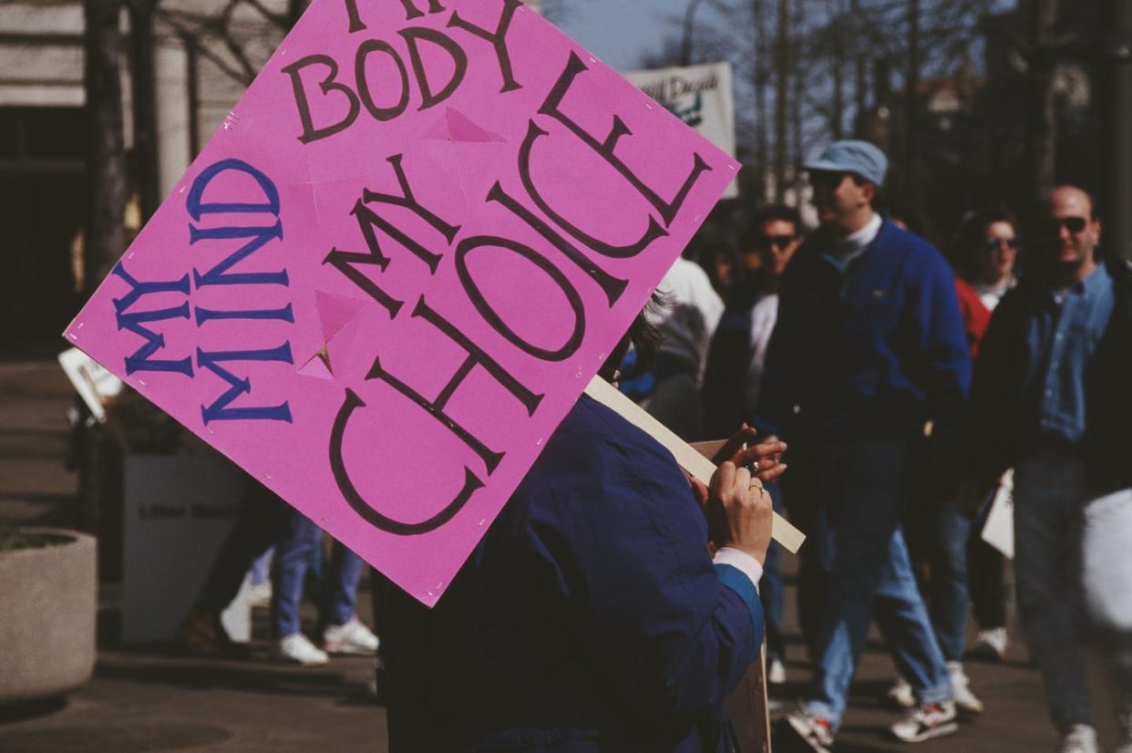 <span class="caption">Time for a new slogan?</span> <span class="attribution"><a class="link " href="https://www.gettyimages.com/detail/news-photo/pro-choice-march-in-washington-dc-4th-may-1992-one-news-photo/552990125?adppopup=true" rel="nofollow noopener" target="_blank" data-ylk="slk:Alfred Gescheidt/Getty Images;elm:context_link;itc:0;sec:content-canvas"> Alfred Gescheidt/Getty Images</a></span>