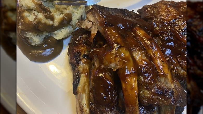 Logan's Roadhouse ribs on a plate