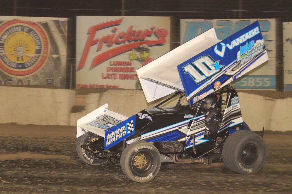 Dustin Stroup earns a victory in the 305 division at Fremont Speedway.