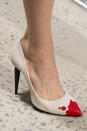 <p><i>White and red-toe-dipped pumps from the SS18 Oscar de la Renta collection. (Photo: ImaxTree) </i></p>