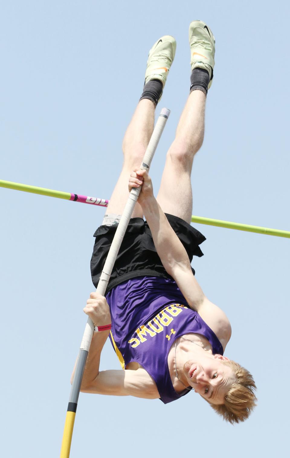 Owen Spartz of Watertown repeated as the Class AA boys' pole vault champion during the South Dakota State High School Track and Field Championships that concluded on Saturday, May 27, 2023 in Sioux Falls.