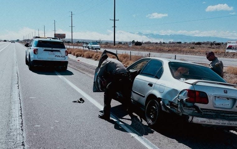 Deputies arrested a man following an allegedly reckless, 9-mile pursuit through Victorville in a reportedly stolen car on Tuesday, March 12, 2024.