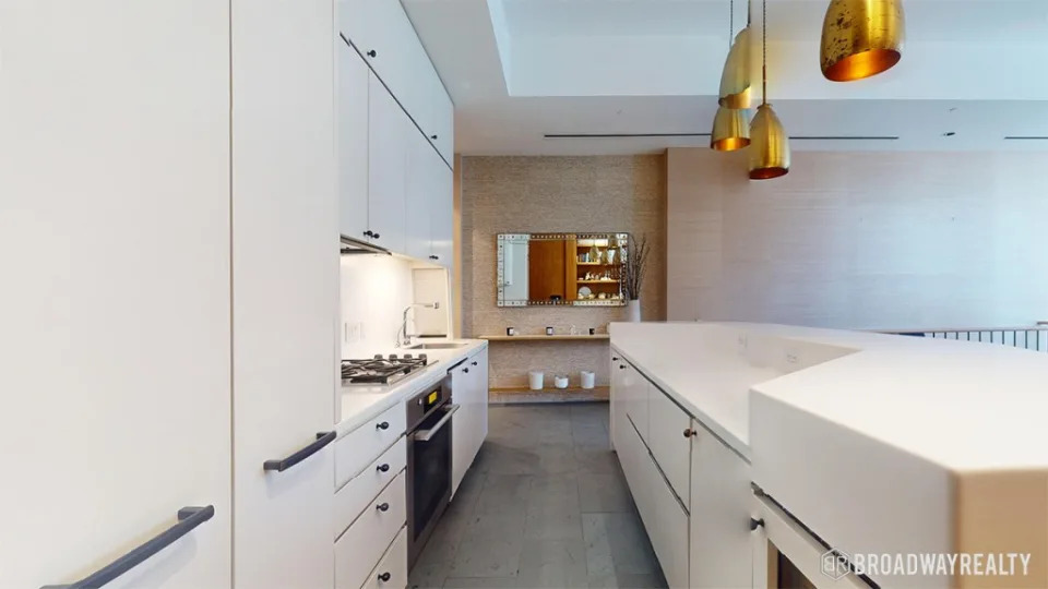 The kitchen in Shayk’s home, located just a block from the Hudson River. Squarefoot advisors Inc.