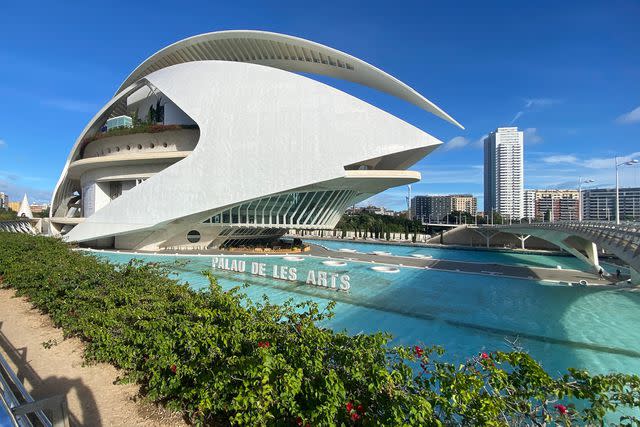 <p>Rachel Chang/Travel + Leisure</p> Exterior of the Palau de les Arts Reina Sofia in Valencia, Spain designed by Santiago Calatrava