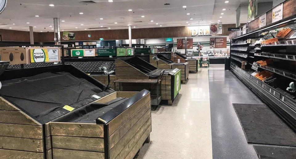 A practically empty Woolworths store in Alice Springs.