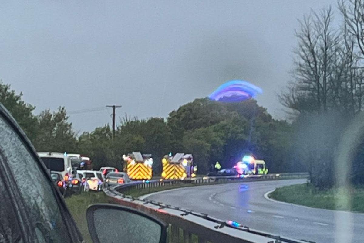 Road closed after emergency and highways services called to crash <i>(Image: Hollie Steele)</i>