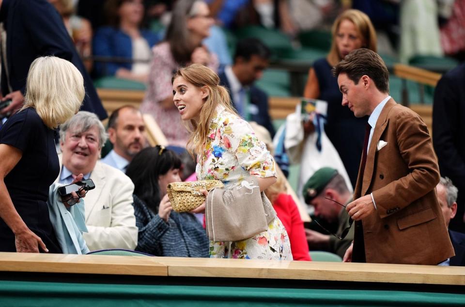 Princess Beatrice and Edoardo Mapelli Mozzi in the Royal Box on day nine of the 2024 Wimbledon Championships (Zac Goodwin/PA Wire)