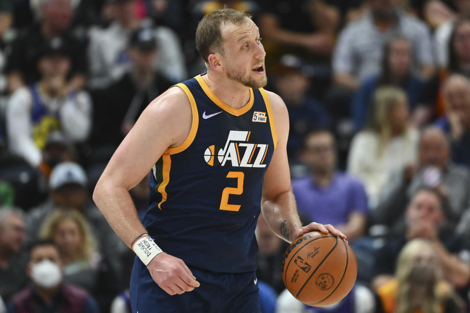 Joe Ingles (pictured) dribbling the ball during a game against the Indiana Pacers.