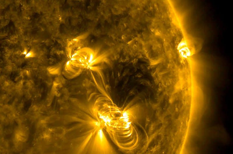 A huge solar flare, the largest since 2017, disrupted radio communications o nEarth Thursday afternoon. A medium-sized (M2) solar flare and a coronal mass ejection (CME) is depicted on July 14, 2017. NASA/UPI