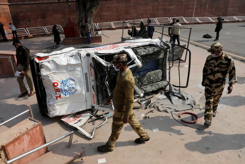 Aftermath of violent clashes between farmers and police, in Delhi