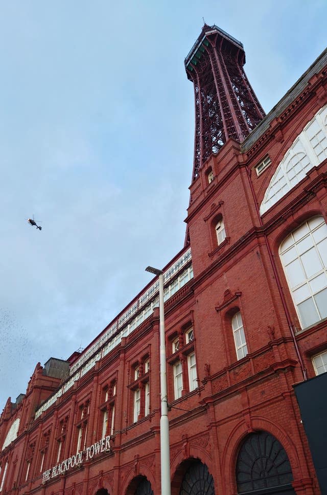 A police helicopter at the scene