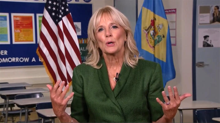 Jill Biden speaks during the virtual Democratic National Convention on August 18, 2020. (via Reuters TV)