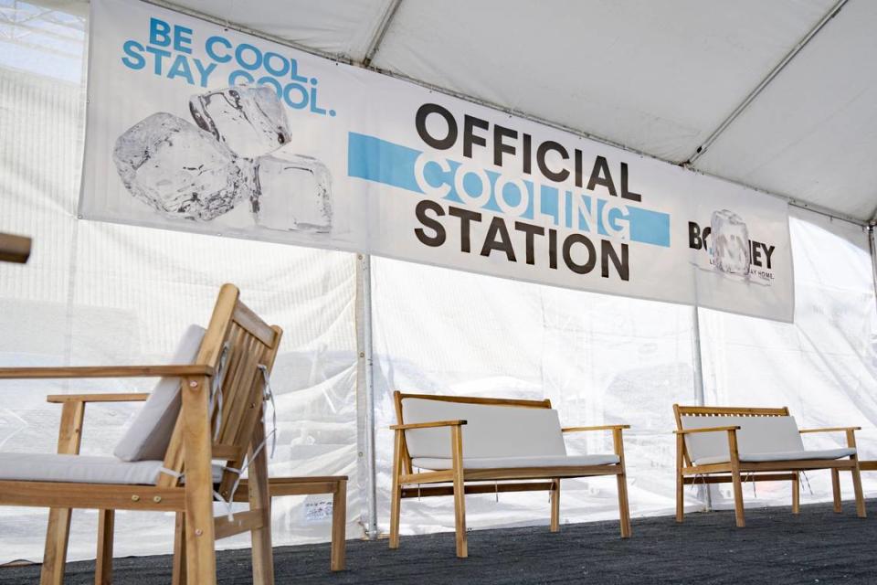 An official cooling station awaits fairgoers at the California State Fair Wednesday, July 12, 2023, in Sacramento. The fair opens Friday, and high temperatures are expected.