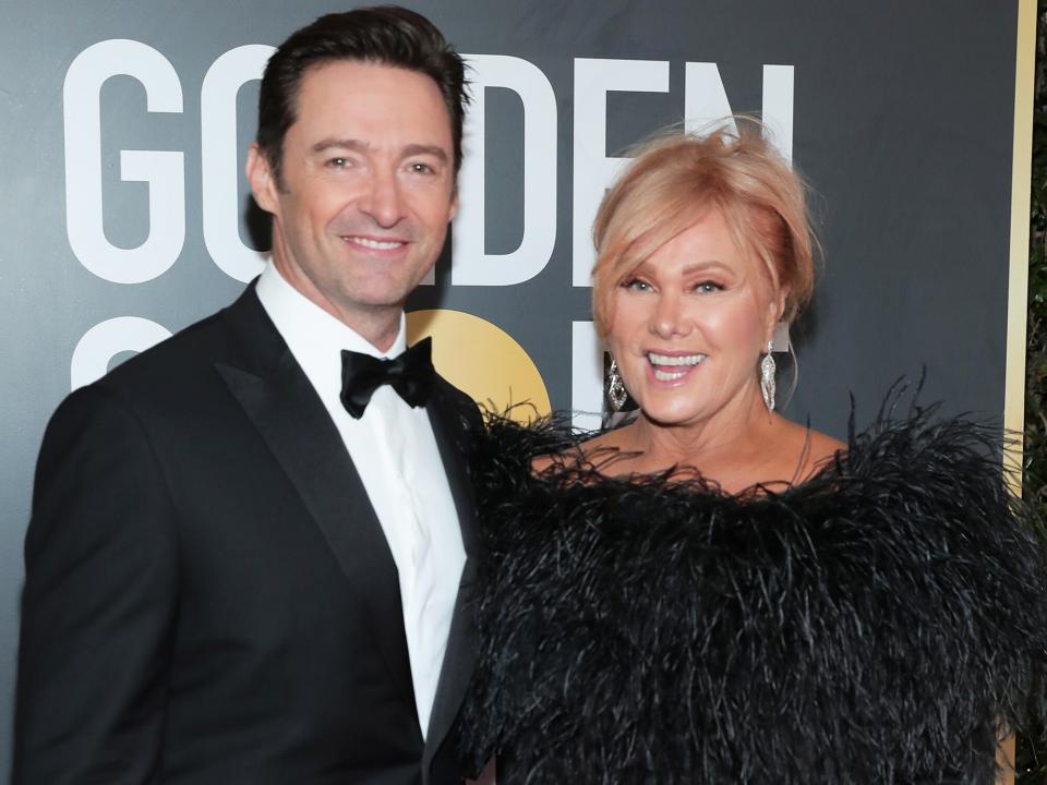 Hugh Jackman and actor-producer Deborra-lee Furness arrive to the 75th Annual Golden Globe Awards held at the Beverly Hilton Hotel on January 7, 2018