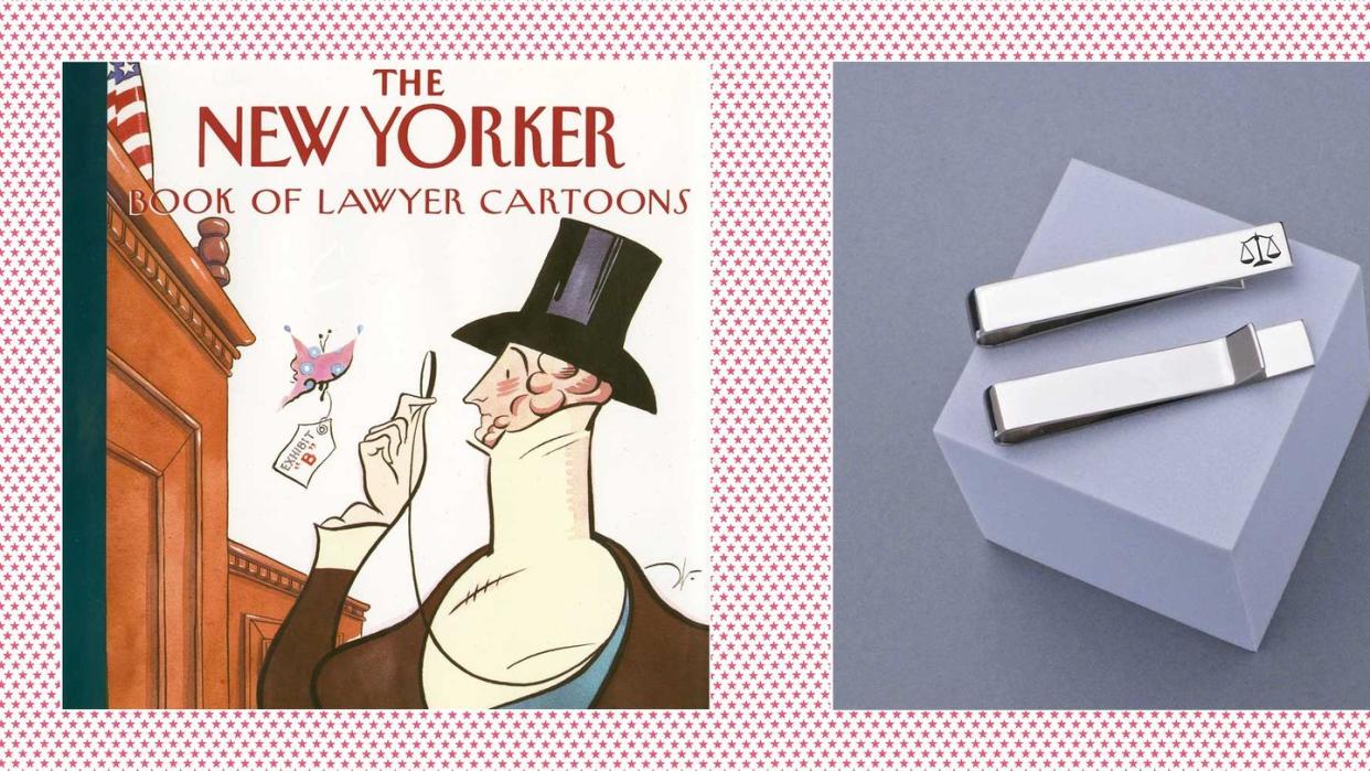 law school graduation gifts the new yorker book of lawyer cartoons and scales of justice tie clip