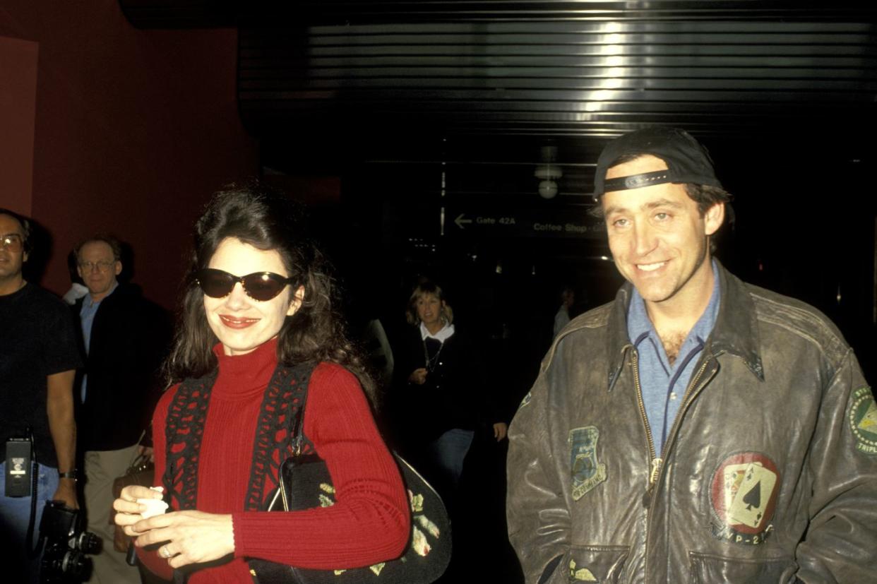 fran drescher and husband peter jacobson at los angeles international airport october 10, 1993