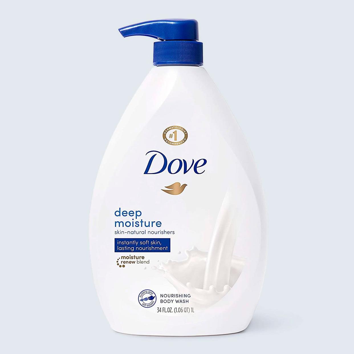 <a href="https://go.skimresources.com?id=131817X1594237&xs=1&url=https%3A%2F%2Fwww.amazon.com%2FDove-Body-Wash-Pump-Moisture%2Fdp%2FB00MEDOY2G%2Fref%3Dsr_1_5%3Fdchild%3D1%26keywords%3Ddove%2Bbody%2Bwash%26qid%3D1597779927%26sr%3D8-5" rel="noopener" target="_blank" data-ylk="slk:Dove;elm:context_link;itc:0;sec:content-canvas" class="link rapid-noclick-resp">Dove</a><span class="site_url"><a href="https://go.skimresources.com?id=131817X1594237&xs=1&url=https%3A%2F%2Fwww.amazon.com%2FDove-Body-Wash-Pump-Moisture%2Fdp%2FB00MEDOY2G%2Fref%3Dsr_1_5%3Fdchild%3D1%26keywords%3Ddove%2Bbody%2Bwash%26qid%3D1597779927%26sr%3D8-5" rel="noopener" target="_blank" data-ylk="slk:amazon.com;elm:context_link;itc:0;sec:content-canvas" class="link rapid-noclick-resp">amazon.com</a></span><span class="product_price">$8.18</span>