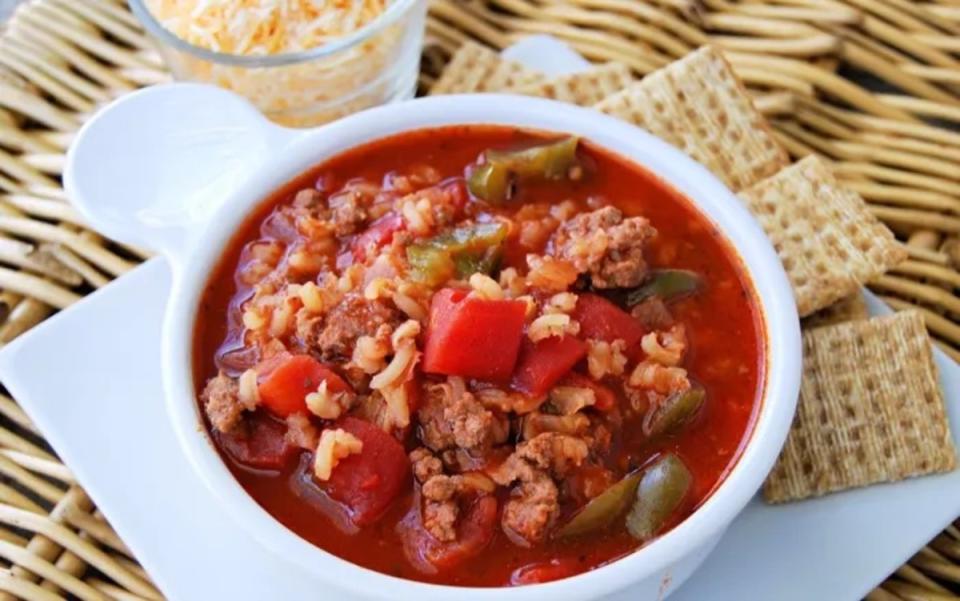 <p>Krista Marshall</p><p>Stuffed peppers are such a classic recipe, and this soup takes all the familiar flavors of the dish and melds them together in the <a href="https://parade.com/954875/parade/crock-pot-recipes/" rel="nofollow noopener" target="_blank" data-ylk="slk:slow cooker;elm:context_link;itc:0;sec:content-canvas" class="link ">slow cooker</a> all day. Pair with some crusty bread or cheese and crackers on the side and dinner is done!</p><p><strong>Get the recipe: <a href="https://parade.com/842781/kristamarshall/slow-cooker-stuffed-pepper-soup/" rel="nofollow noopener" target="_blank" data-ylk="slk:Slow Cooker Stuffed Pepper Soup;elm:context_link;itc:0;sec:content-canvas" class="link ">Slow Cooker Stuffed Pepper Soup</a></strong></p>