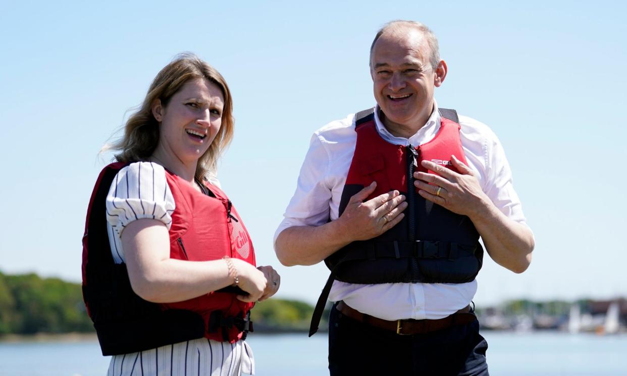 <span>Lib Dem leader Sir Ed Davey with his party’s parliamentary candidate Jess Brown-Fuller in Chichester on Saturday. The Lib Dems are hoping to unseat Tory Gillian Keegan in the election.</span><span>Photograph: Andrew Matthews/PA</span>