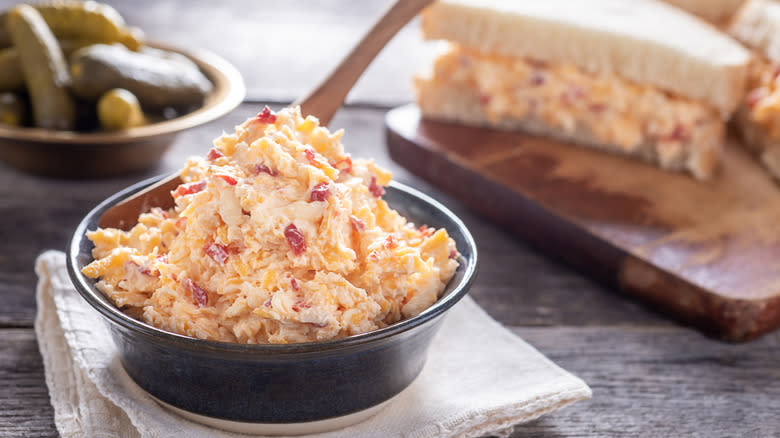 Pimento cheese on table