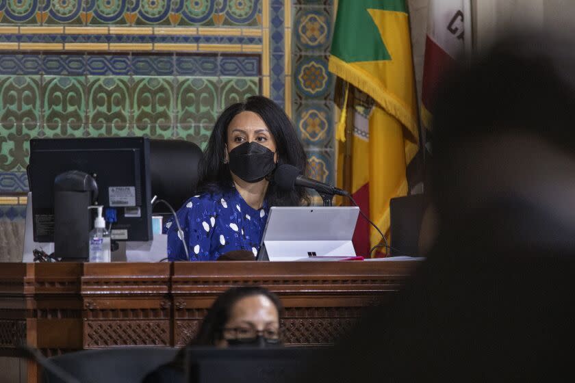 LOS ANGELES, CA-July 27, 2022: Los Angeles City Council member and President of the City Council Nury Martinez is photographed during a meeting inside Los Angeles City Hall on July 27, 2022. (Mel Melcon/Los Angeles Times)