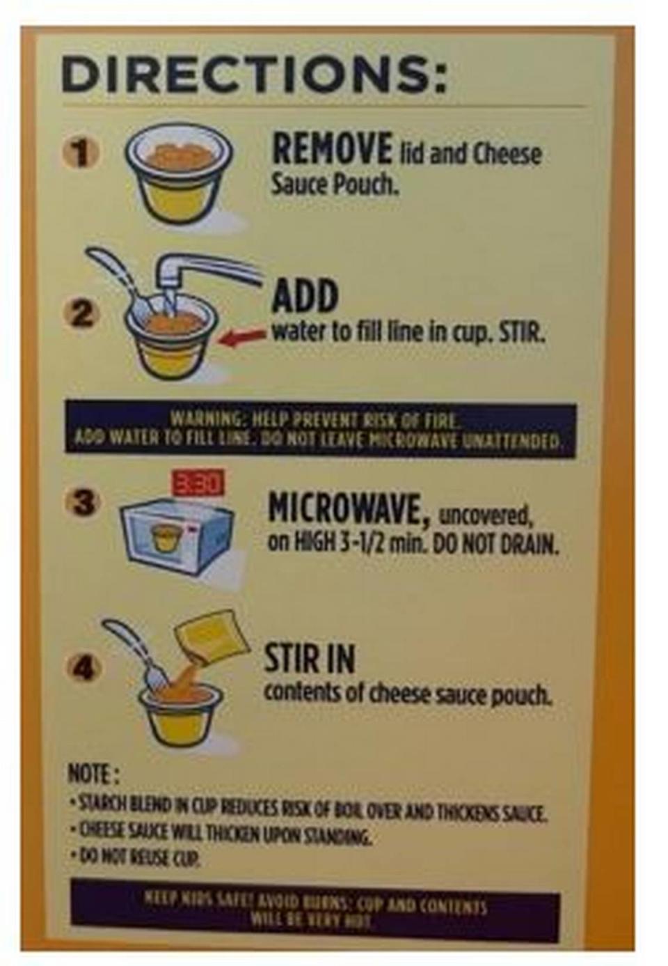 The preparation directions from the side of the Velveeta box in question