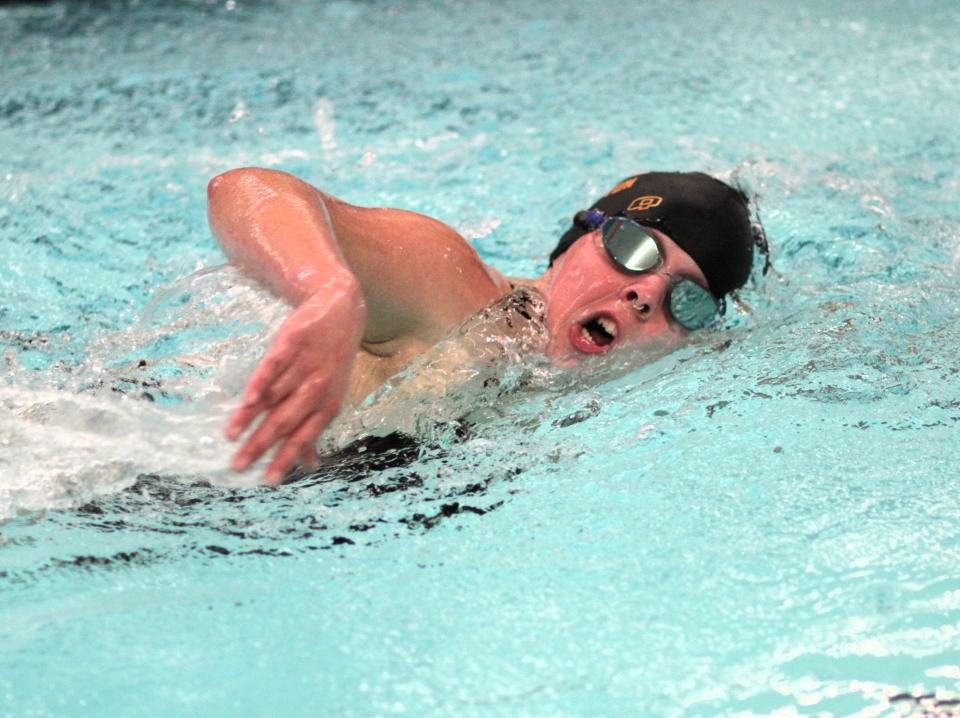 Swimming on senior night was Elly Compton, she finished fourth in the 500 freestyle.