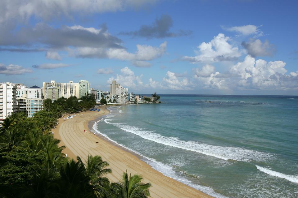A view of Isla Verde Beach in Old San Juan, Puerto Rico.