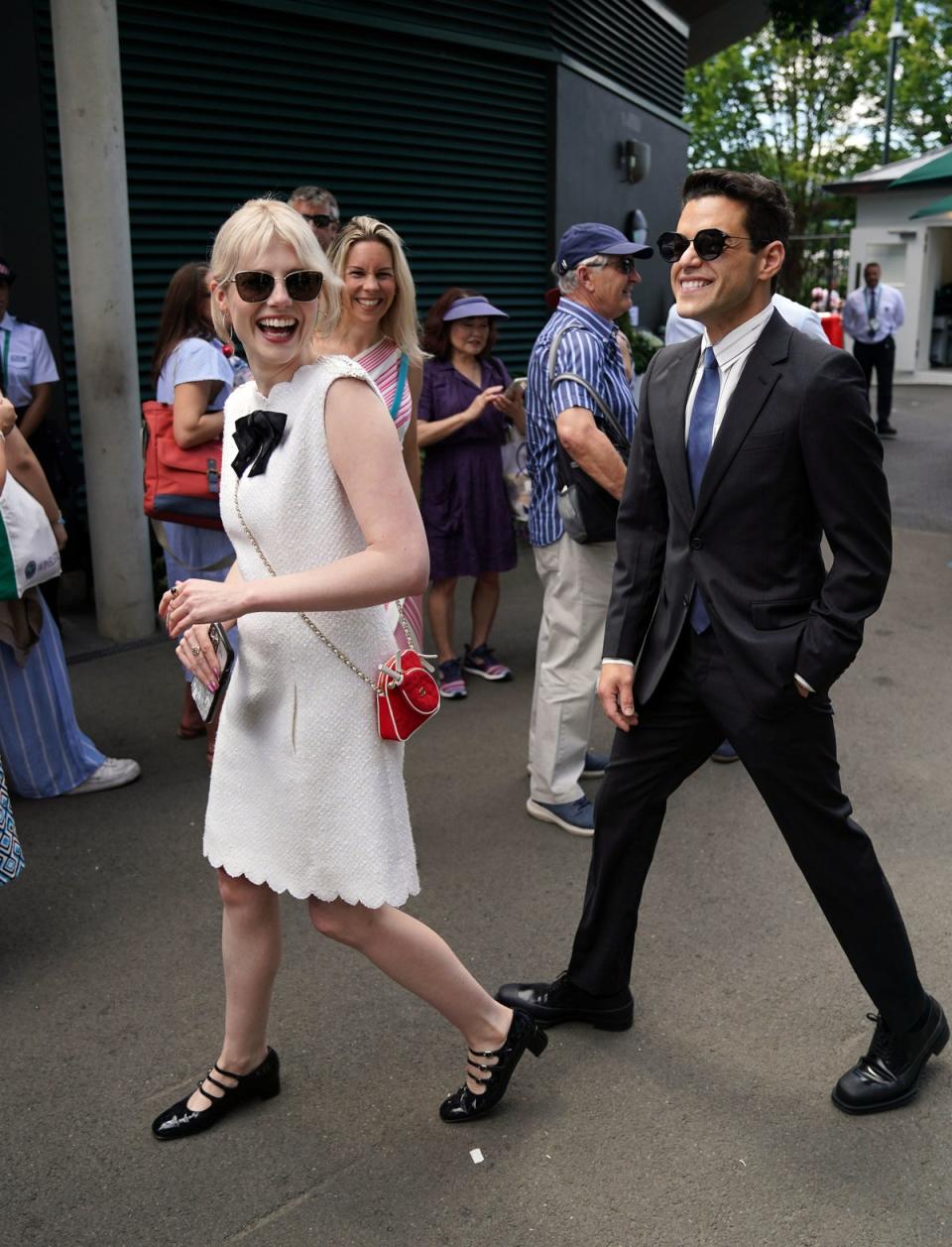 Lucy Boynton with her partner Rami Malek at Wimbledon (PA)