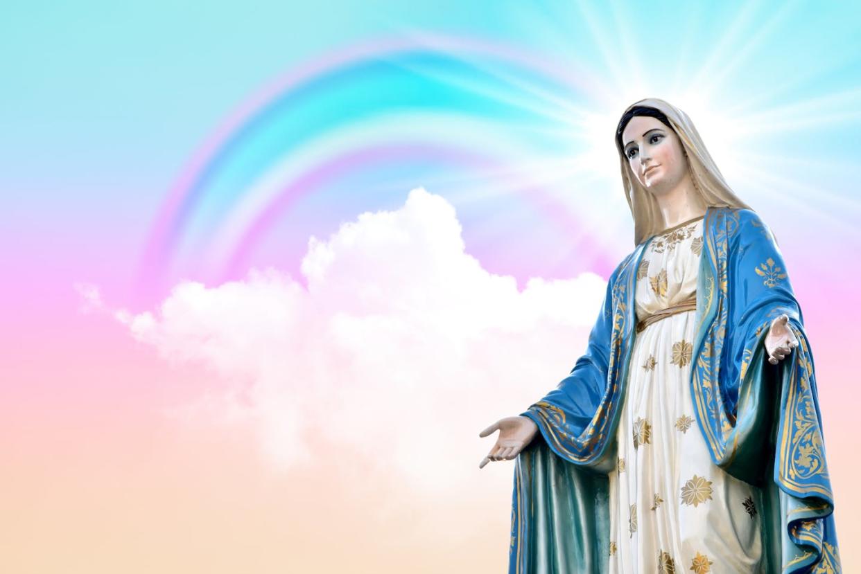 Many of the AI images generated by spammers and scammers have religious themes. <a href="https://www.gettyimages.com/detail/photo/statue-of-our-lady-of-grace-virgin-mary-with-royalty-free-image/1491396183?phrase=cgi+jesus+bizarre&adppopup=true" rel="nofollow noopener" target="_blank" data-ylk="slk:immortal70/iStock via Getty Images;elm:context_link;itc:0;sec:content-canvas" class="link ">immortal70/iStock via Getty Images</a>