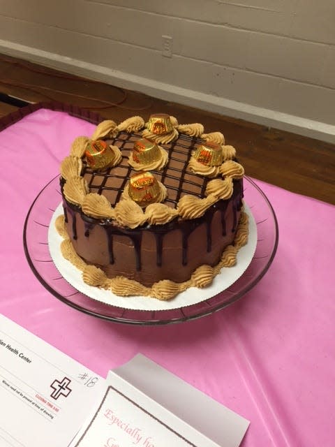 A cake entices potential buyers during the 2022 Chocolate & More fundraiser.