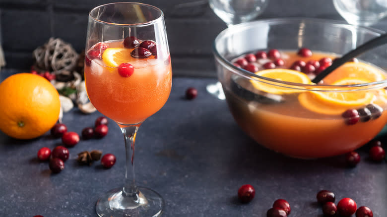 Christmas punch bowl and glass