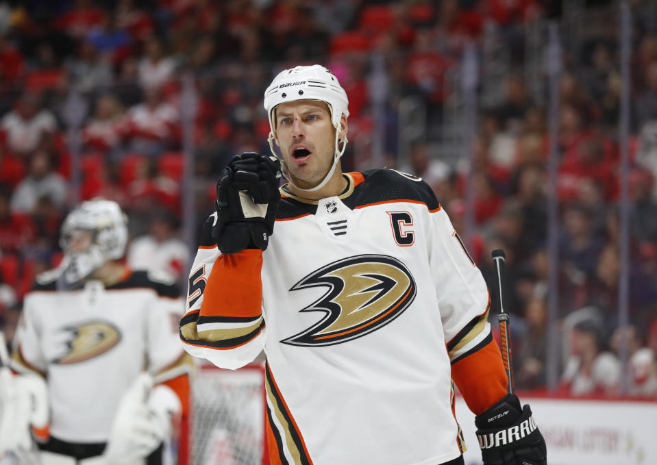 The Ducks skipped the morning skate to fly into Vegas on Monday, hours before puck drop. (AP Photo/Paul Sancya)