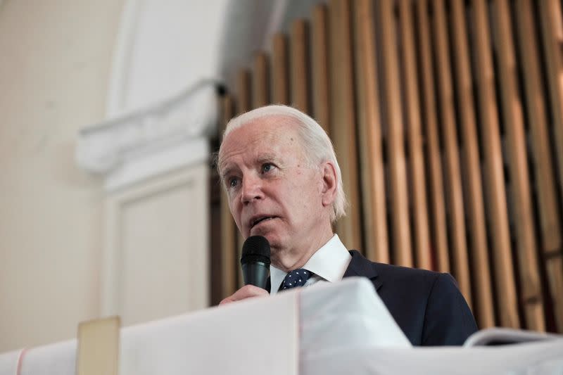 Presidential candidate Joe Biden delivers remarks at a church service to commemorate the 55th anniversary of the "Bloody Sunday" march in Selma