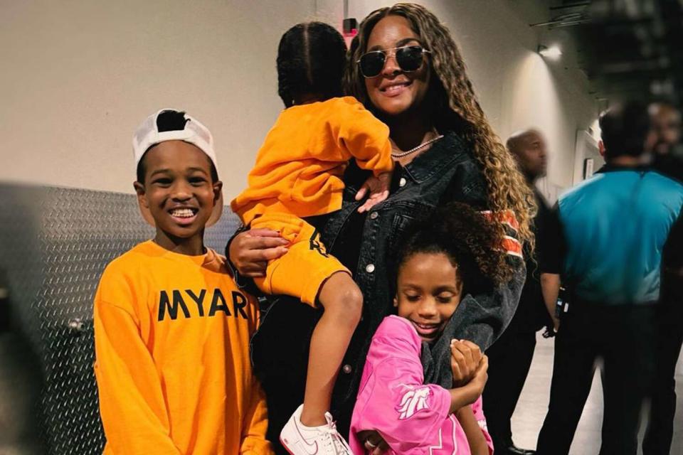<p>Ciara Instagram</p> Pregnant Ciara with her three children at the NFL game on Sunday 