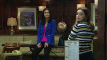 <p>When she realises Leyla is being serious, she's touched.</p>