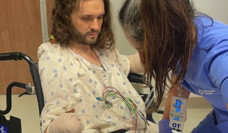 <p>Go Fund Me</p> A Houston man contracted typhus from a single flea bite, leading to him losing his hands and parts of his feet.