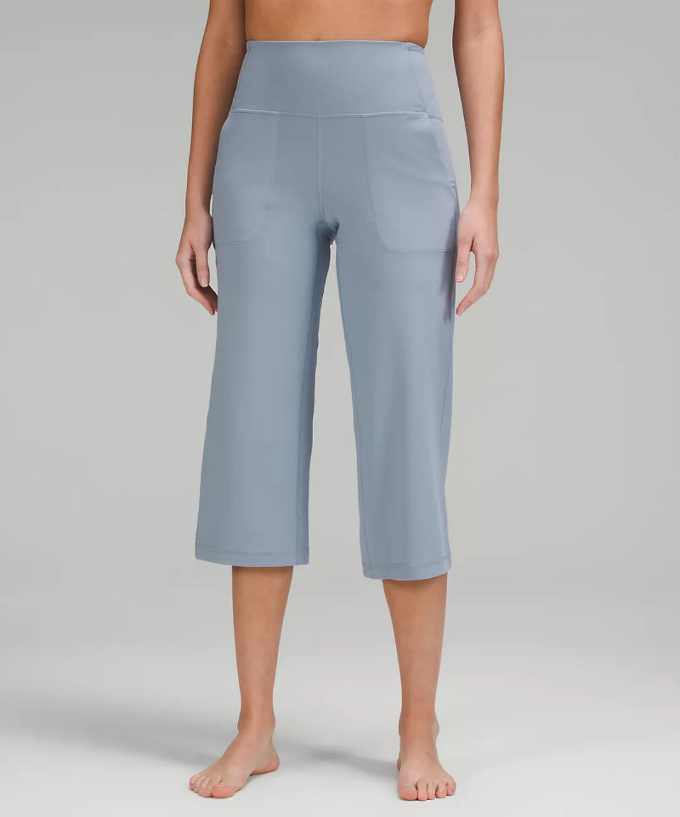 woman wears lululemon Align High-Rise Wide Leg Crop 23