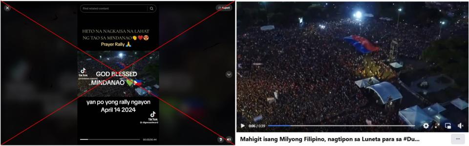 <span>Screenshot comparison of the video in the false post (left) and the 2016 footage (right)</span>