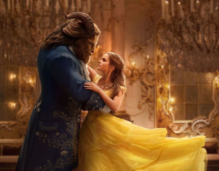 We just got a first look at what may be Belle’s “Beauty and the Beast” wedding dress