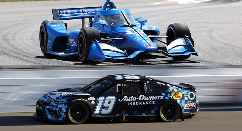 IndyCar Series car (top), NASCAR Cup car in 2023