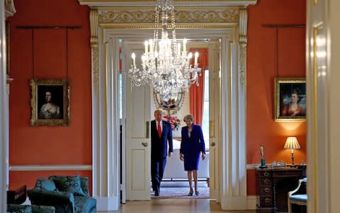 Donald Trump and Theresa May inside Downing Street - Credit: Henry Nicholls/PA