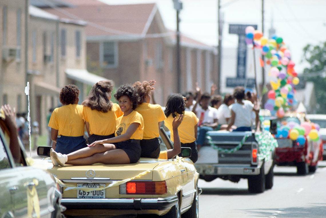 Juneteenth parade participants in Fort Worth in 1985.